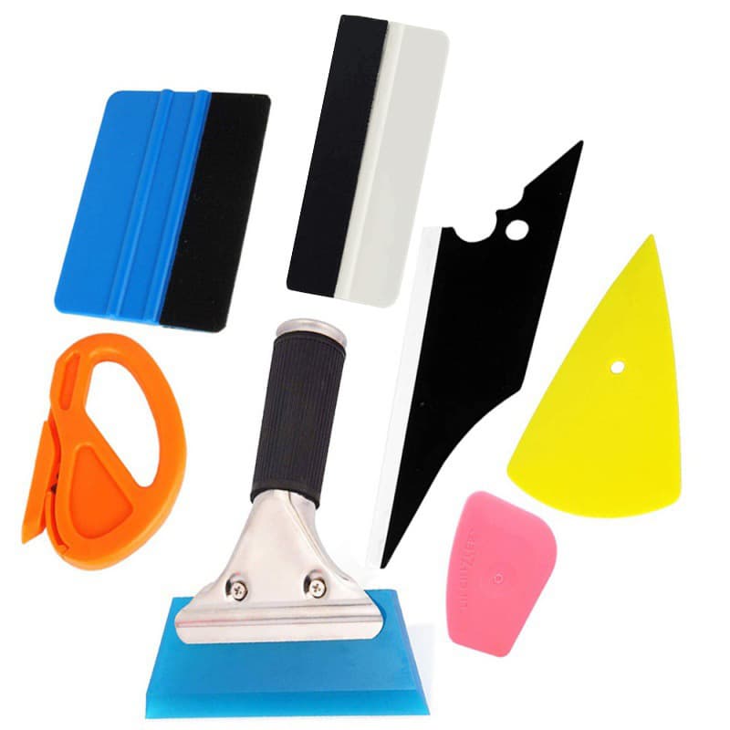 7-Piece Set Car Window Film Installation Tools Felt Squeegee Scrapers Auto Vinyl Wrap Tools Kit Professional Car Decal Application