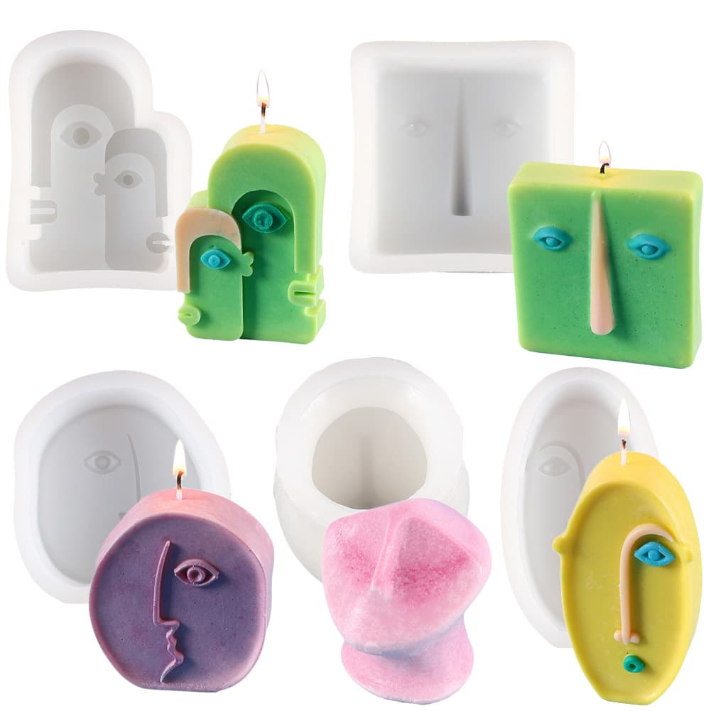 DIY a variety of creative abstract face scented candles, plaster suffocation interior decoration ornaments, making silicone molds