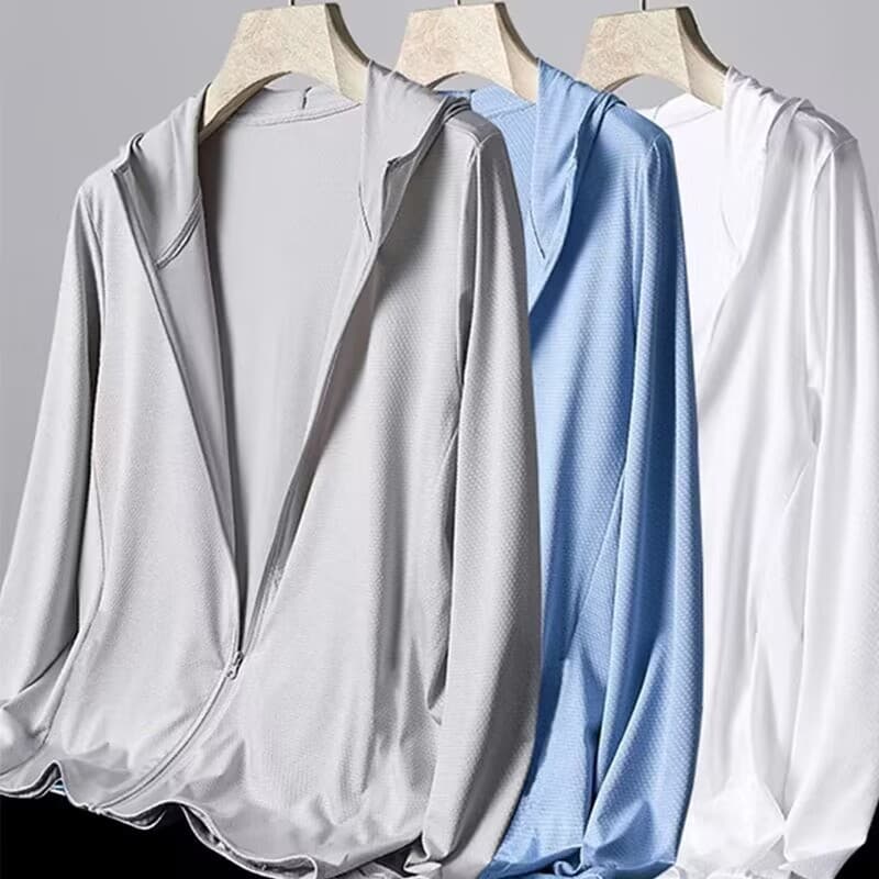 Thin ice silk sun protection clothing for men, couple outfits, 2023 summer, versatile, loose fit, plus size, mesh breathable sun protection jacket.