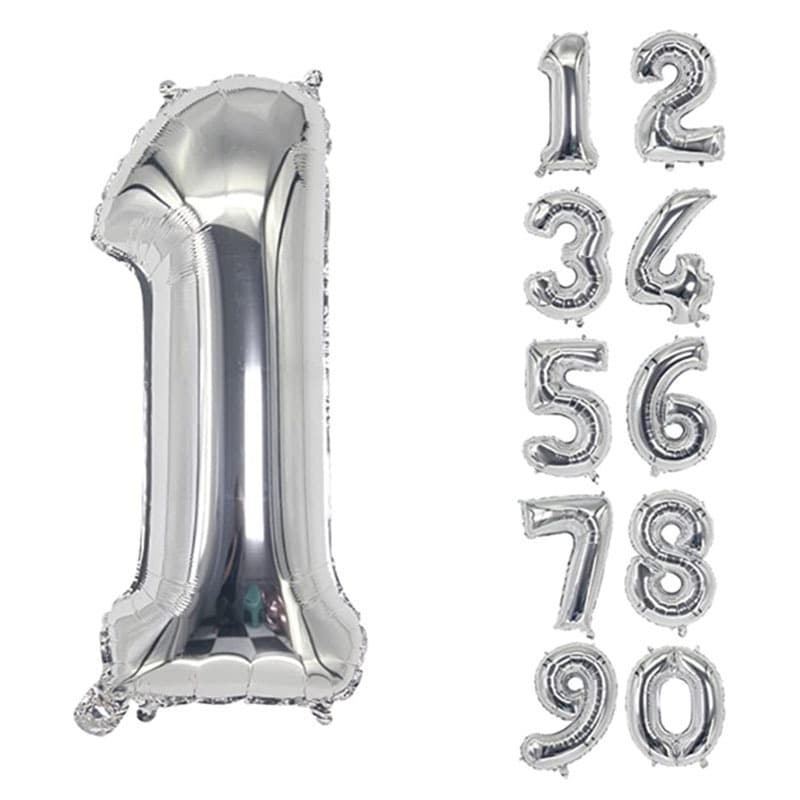Silver Aluminum Foil Balloons 32-Inch Numbers Letters Birthday Party Wedding Decorations Mix Colors Available for Various Occasions