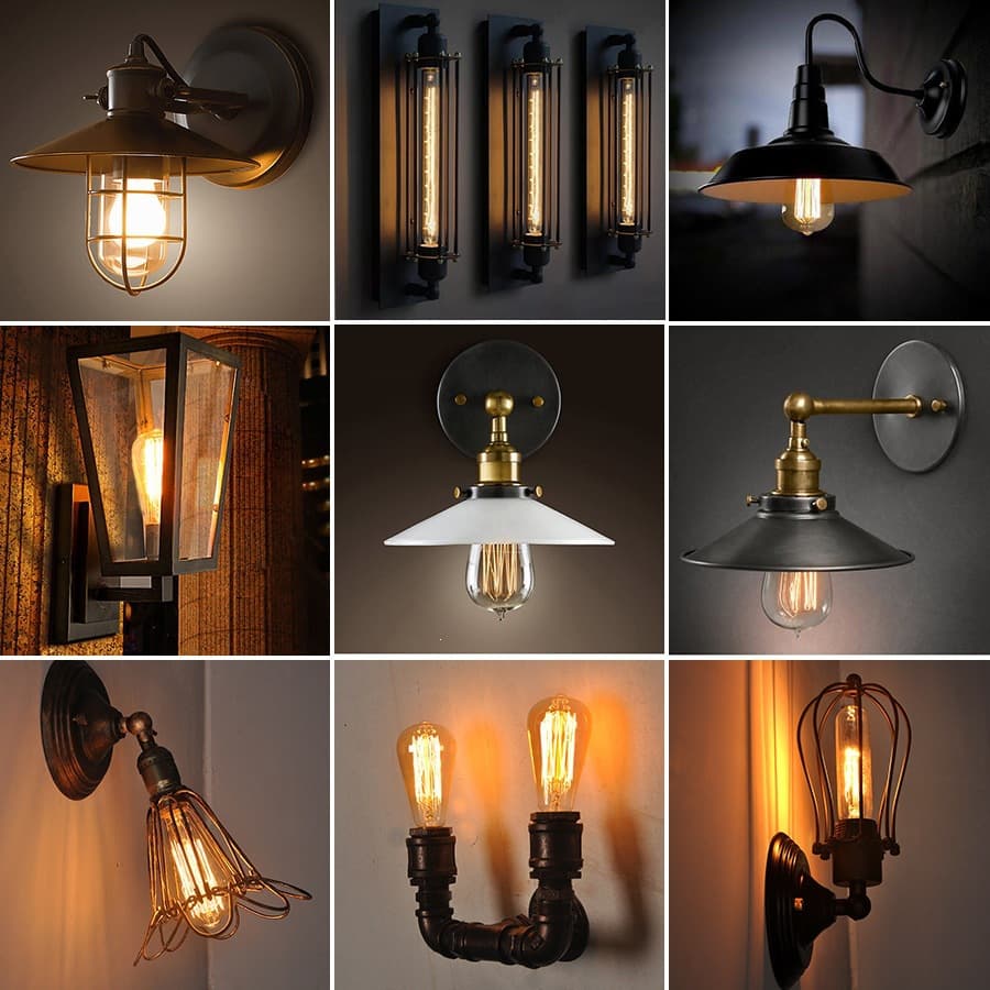 Loft American retro industrial style wall lamp bar cafe creative aisle balcony wrought iron wall lamp