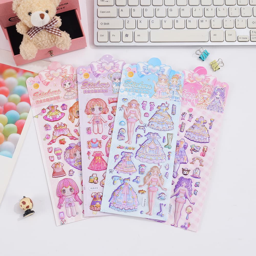 New Hot Stamping Cartoon Series 3D Stickers Princess Stickers DIY Baby Birthday Gift Animal Stickers Wholesale