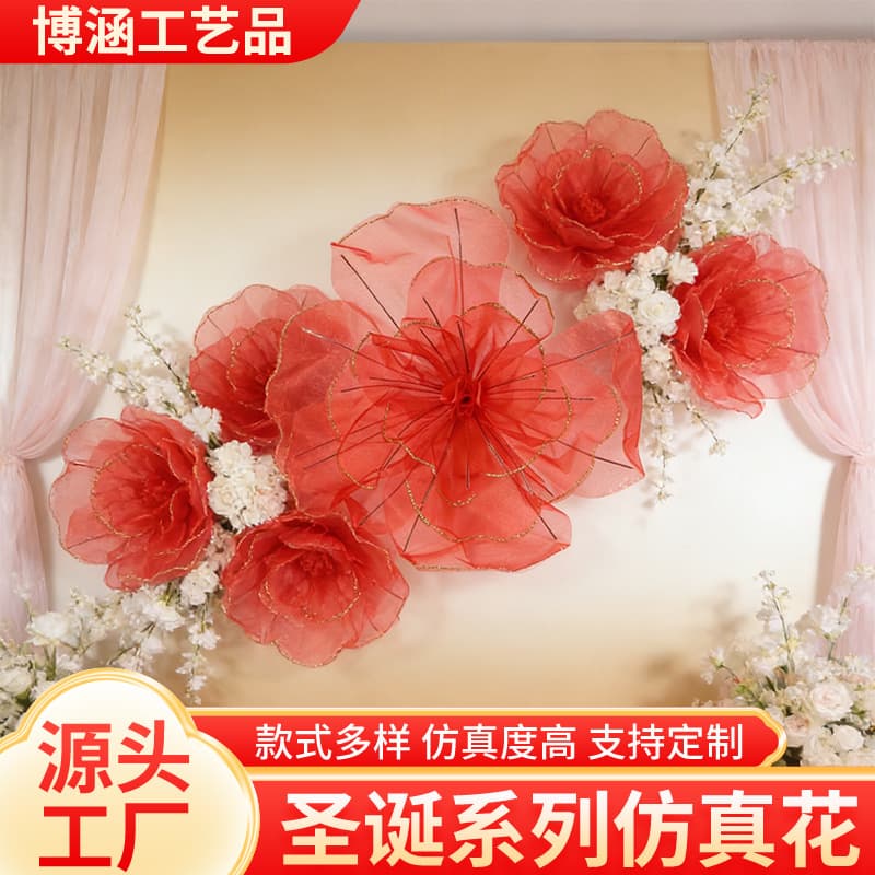 Giant Artificial Fabric Flowers Wedding Guide Post Column Commercial Area Ceiling Decoration Giant Artificial Flowers