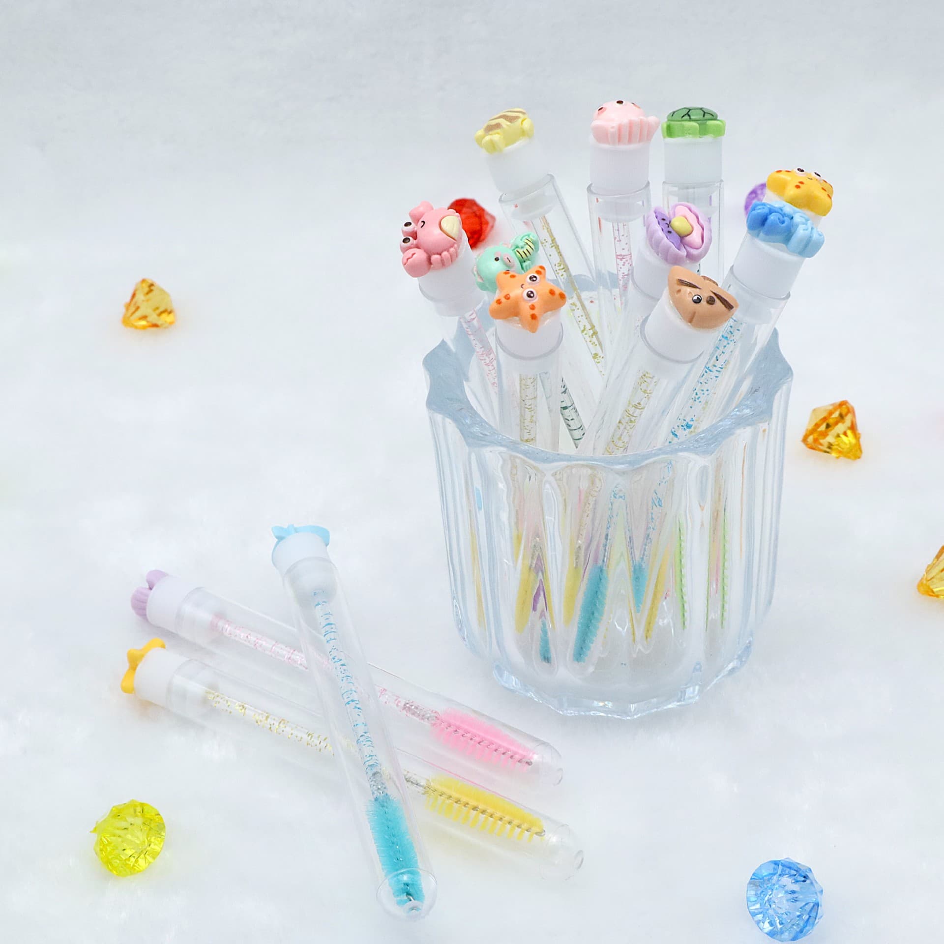 New Cross-Border Independent Tube Mascara Wand Ocean Animal Crystal Rod Portable Replaceable Eyelash Brush