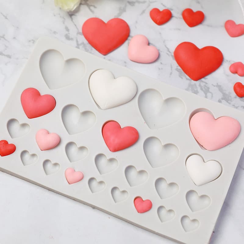DIY Heart Silicone Mold Chocolate Fondant Mold Cake Decoration Ornament Valentine's Day Baking Tool