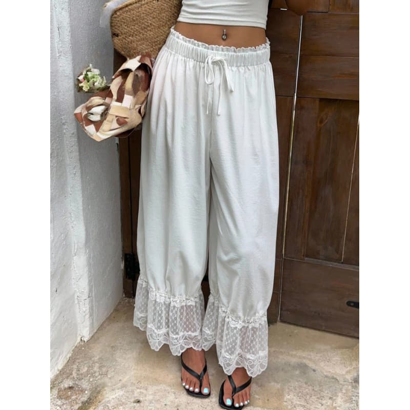 Bohemian Wide Leg Pants with Elastic Waist, Loose Fit Casual Trousers, Comfortable for All Seasons and Travel