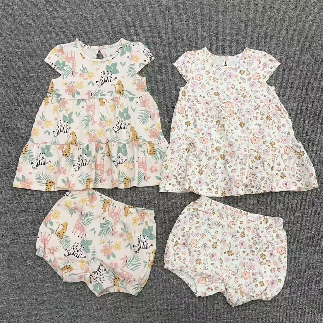 Pekkle children's summer suit ~ combed cotton short-sleeved 2-piece foreign trade children's clothing toddler 2pcs set