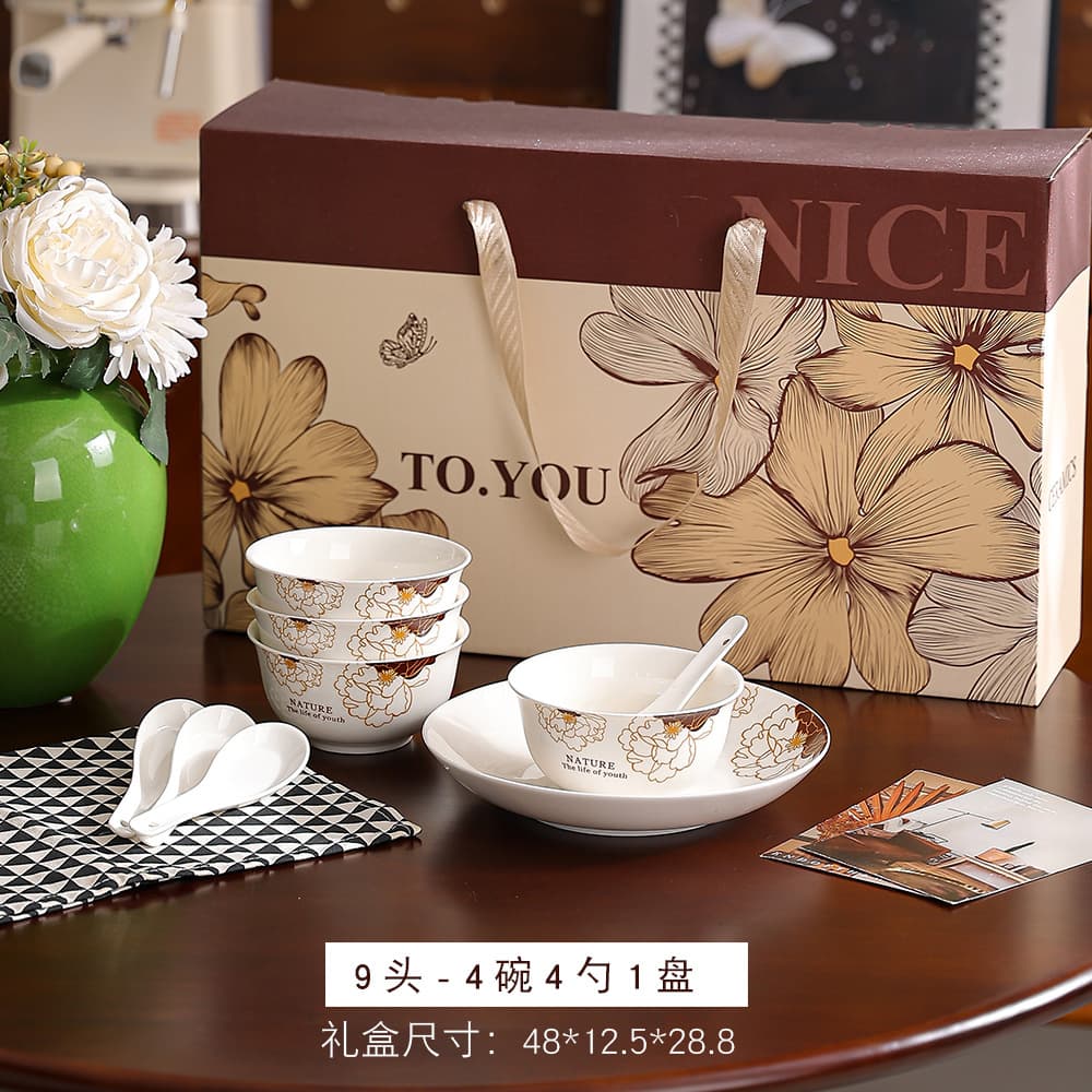 Dinnerware Set, Housewarming Gift, European Style Plate and Bowl Set, Company Opening Red Gift, Wholesale