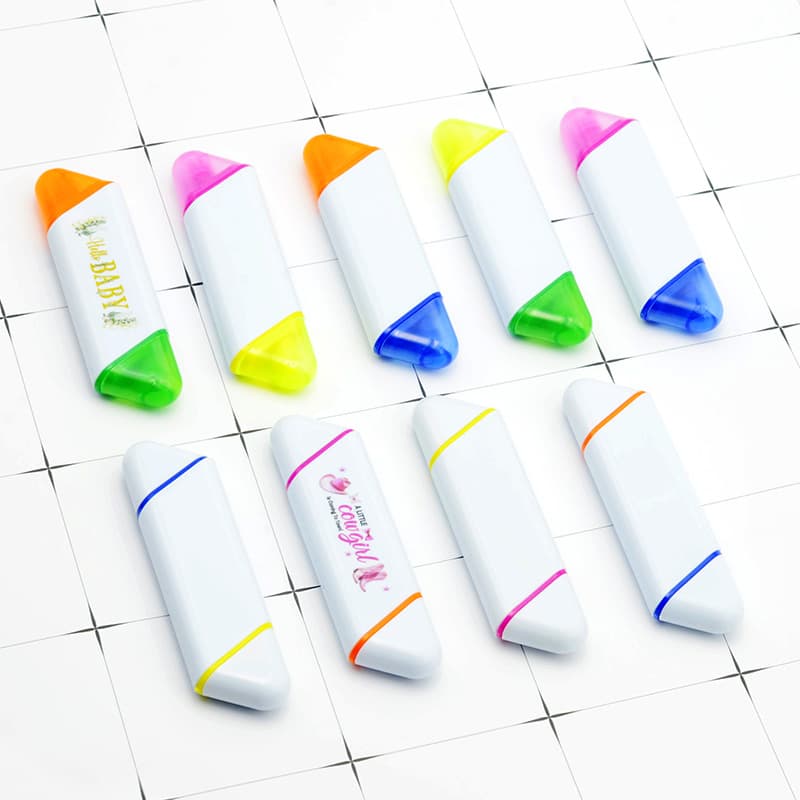 Supply Quadrilateral Highlighter Diamond-Shaped Fluorescent Student Marking Drawing Stationery Printable LOGO Double-Ended Pen