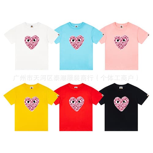 Cross-border children's BAPE camo big monkey summer cotton short-sleeve T-shirt for boys and girls, fashion casual