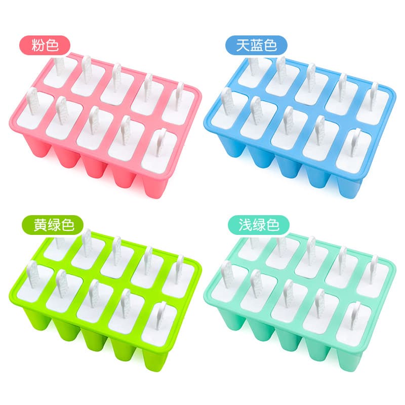 Factory Direct 10-Cavity Ice Cube Tray DIY Ice Cream Mold Homemade Popsicle Maker Food-Grade Silicone