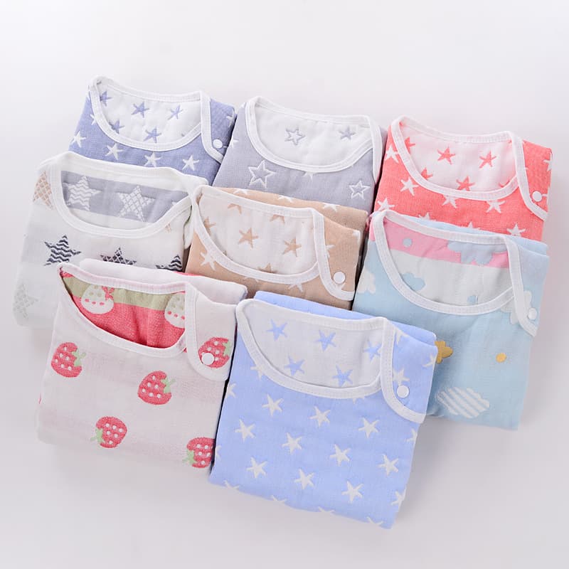 Newborn Sleeveless Sleep Sack Spring/Autumn Baby Vest Pajamas Six-Layer Gauze Breathable Sweat-Absorbing Anti-Kick Sleep Sack Wholesale