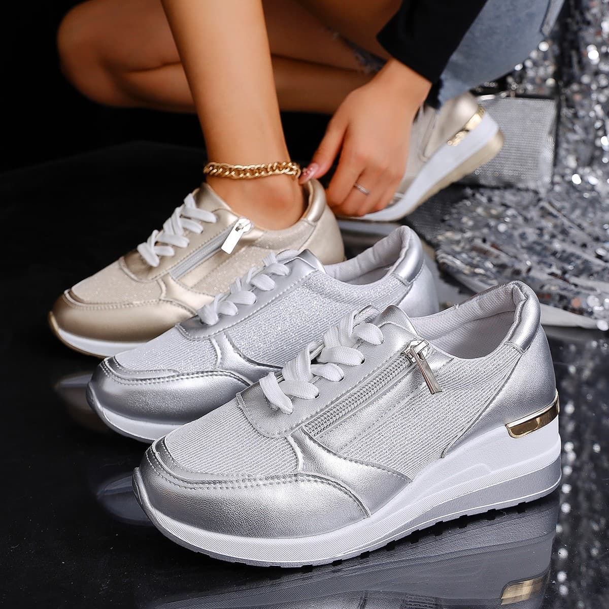 Plus-size women's versatile casual shoes, 2024 new cross-border spring and autumn single shoes, fashionable British style lace-up women's shoes.