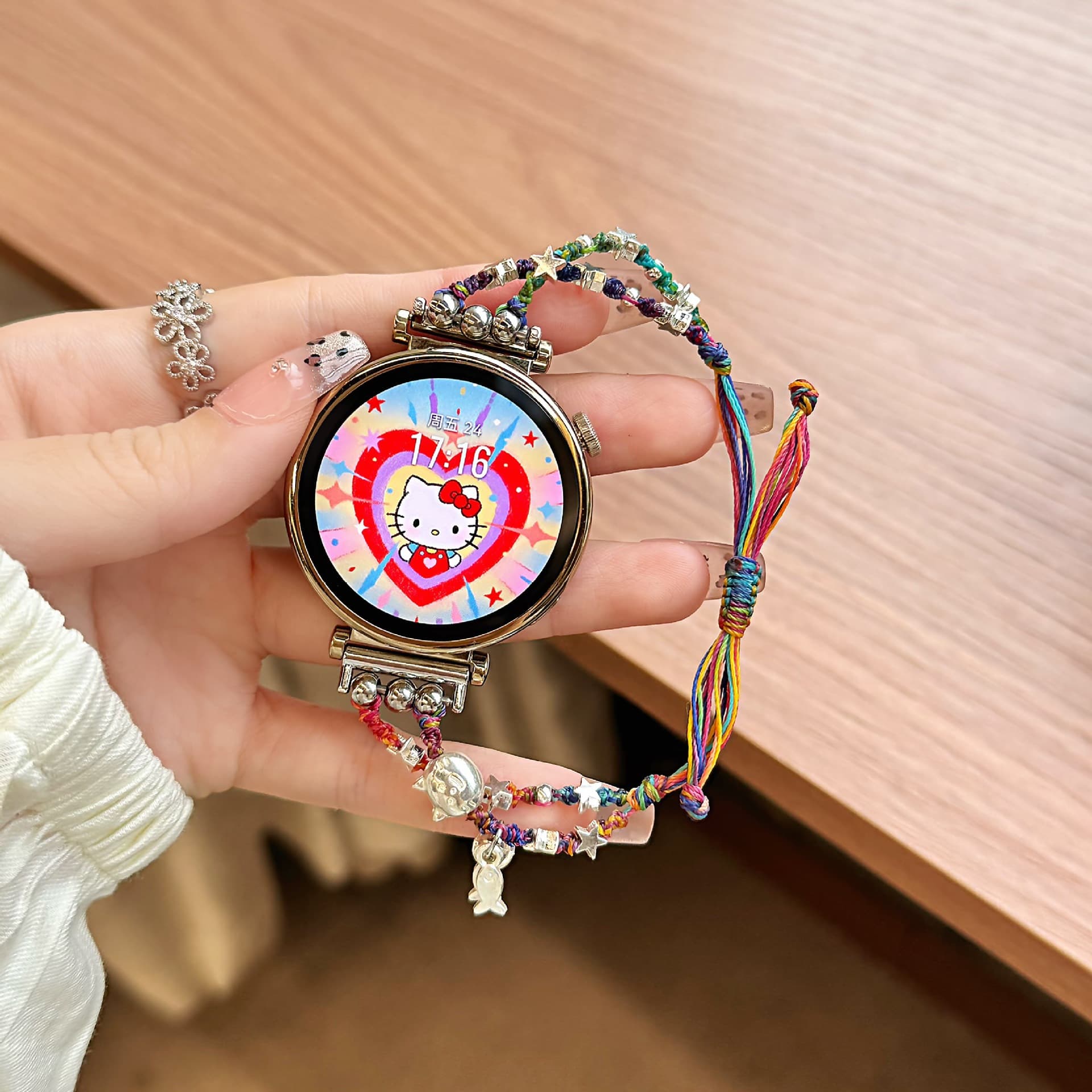 Colorful Star Braided Strap for Huawei GT6 Watch GT5 Pro, Fit4 Band, Xiaomi 10/9/8 Pro