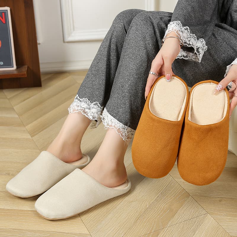 Women's and Men's Cotton Slippers for Autumn and Winter, Couples Indoor Home Slippers, Warm, Non-Slip, Plush, Confinement Use