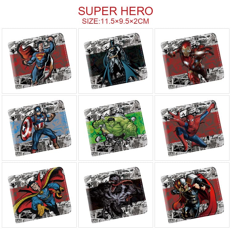 Marvel Super Hero Peripheral Coin Purse Full Color Printed Men's and Women's Short Large Capacity Card Holder Coin Wallet Bag