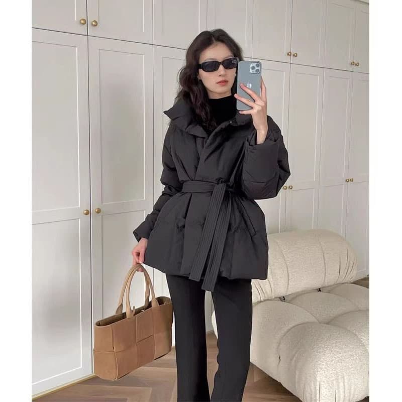 Quilted Black Stand-Collar Warm Fitted Women's Cotton Coat Winter Korean Style High-Fashion New Arrival