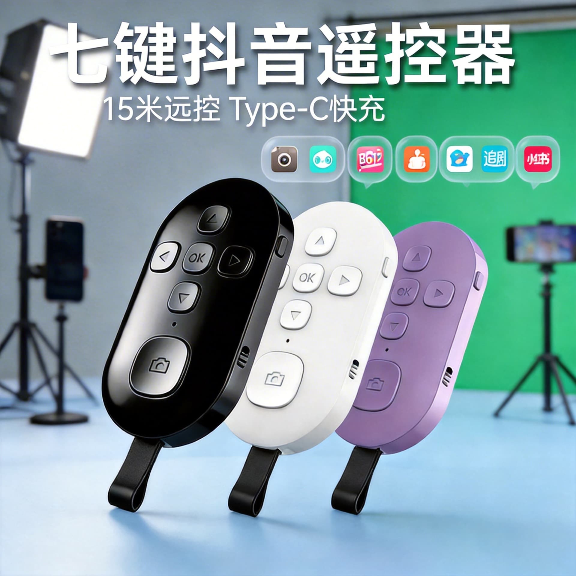 Mobile Phone Bluetooth Photo Remote Shutter Universal Rechargeable Selfie Stick Controller for Short Videos Smart