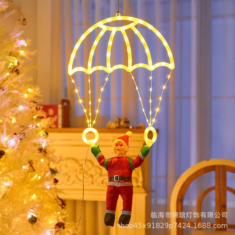 Parachute Santa Claus decorative light string Christmas doll pendant lantern star light atmosphere Christmas light new style