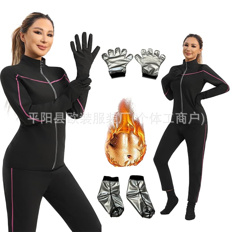 Cross-border Men's Sports Running Fitness Wear European Size Bodybuilding Sweat Suit Cross-border Tummy Control Long Sleeve Shapewear
