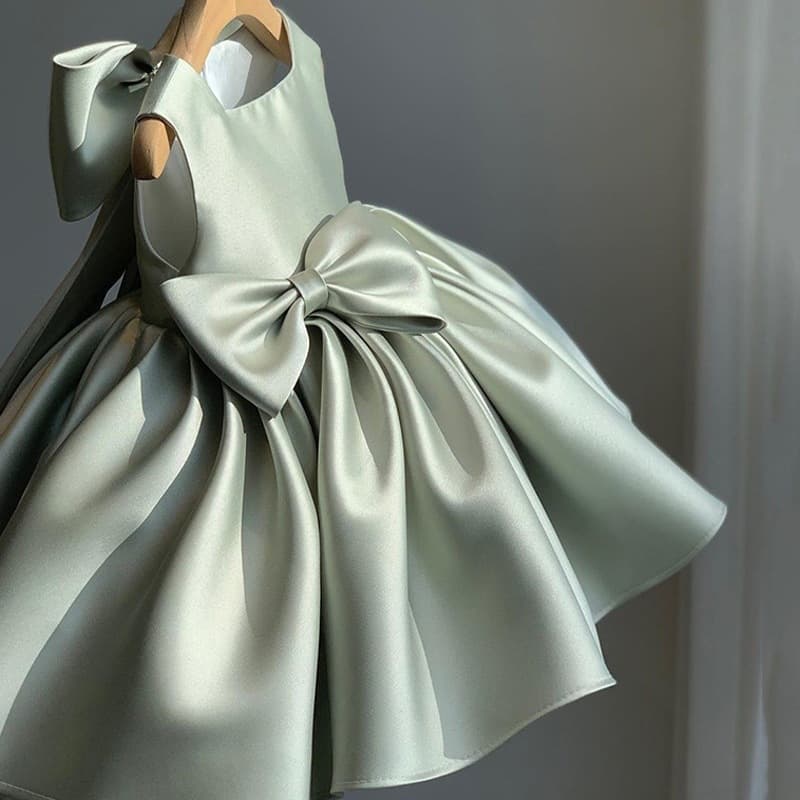 Children's Princess Dress Spring High-End One-Year-Old Baby Girl Birthday Satin Flower Girl Small Foreign Trade Drop Shipping