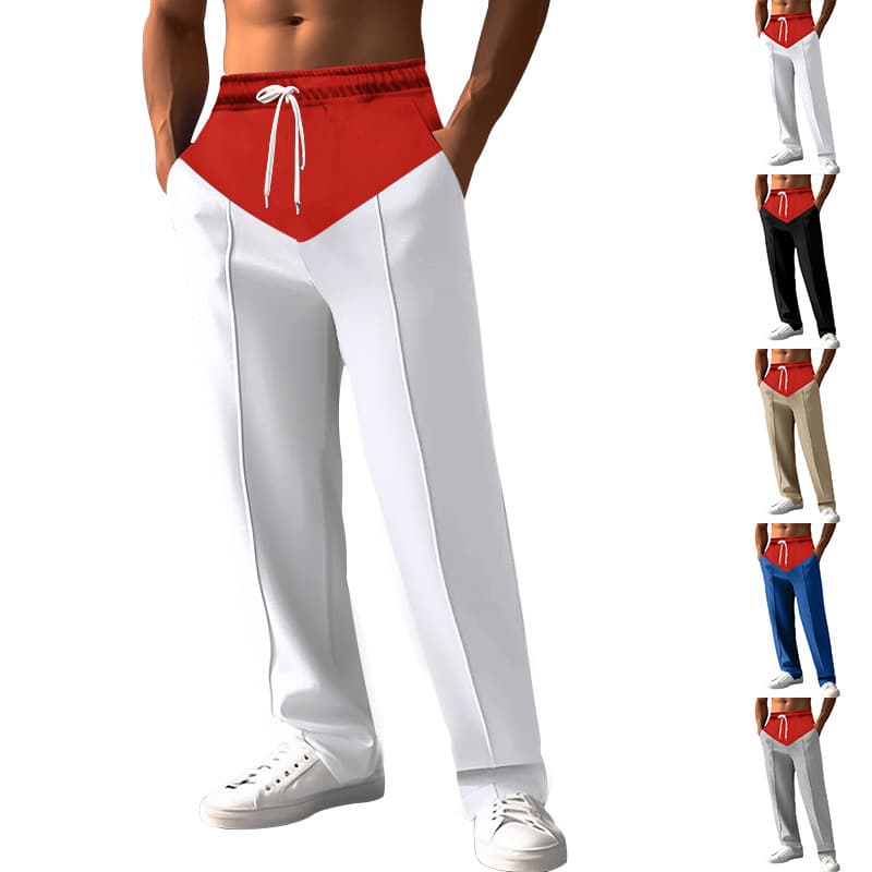 2024 Cross-border Men's Spring/Autumn Loose Superman Color-block Straight-leg Pants Sports Casual Trousers American Oversize Pants