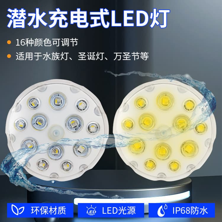 Rechargeable Multicolor LED Underwater Light, Hotel Pool Light, Submersible Decorative Landscape Light for Fish Pond