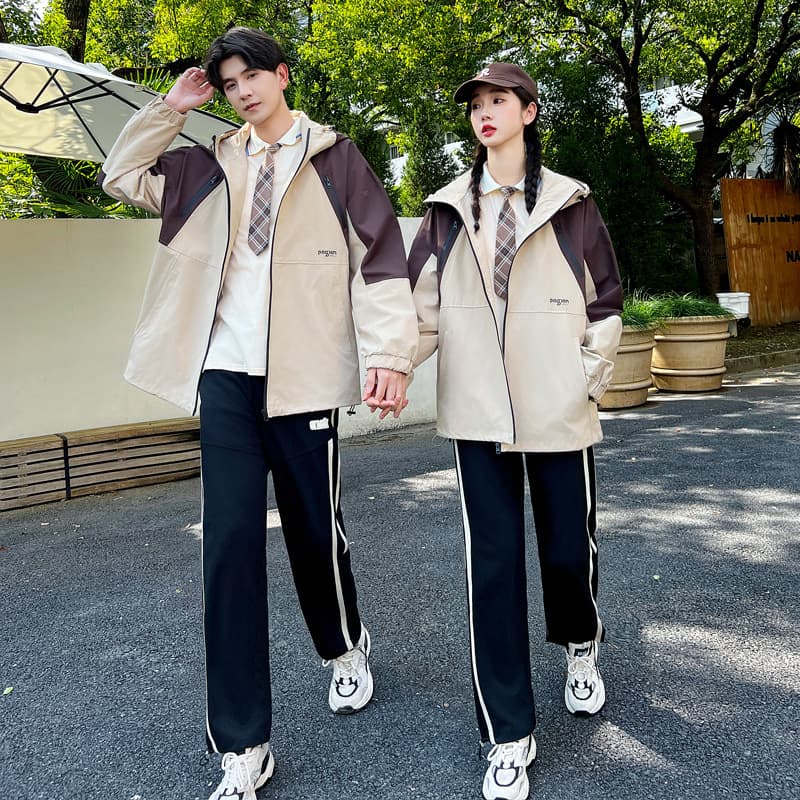 Campus Class Uniforms Student Three-Piece Set Autumn Windbreaker Jacket, College Style Middle and High School Student Sports Meet School Uniform Set