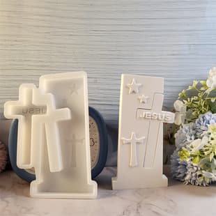 S0737 Cross Figurine Desktop Decoration Cement Plaster Mold DIY Silicone Mold