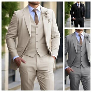 Amazon Suit Set Foreign Trade Men's Business Banquet Elegant Three-Piece Suit Wedding Suit Formal High-End