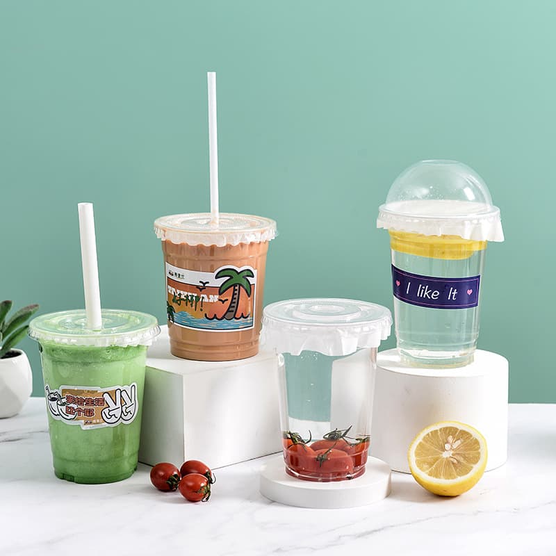 Popular online ice jelly cup, leak-proof disposable thickened PET cold drink cup, milk tea cup, takeout cup, printed.