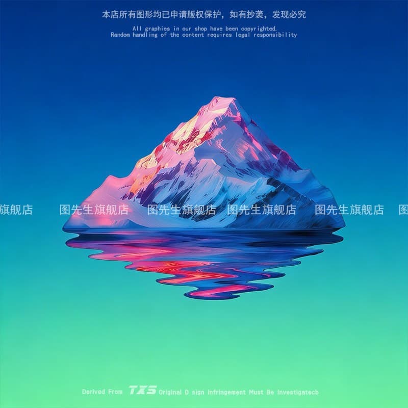 Reflective Car Sticker Sunlit Golden Mountain Snow Mountain Water Reflection Creative Decal Car Body Flat Glass Decoration Off-road Graphic