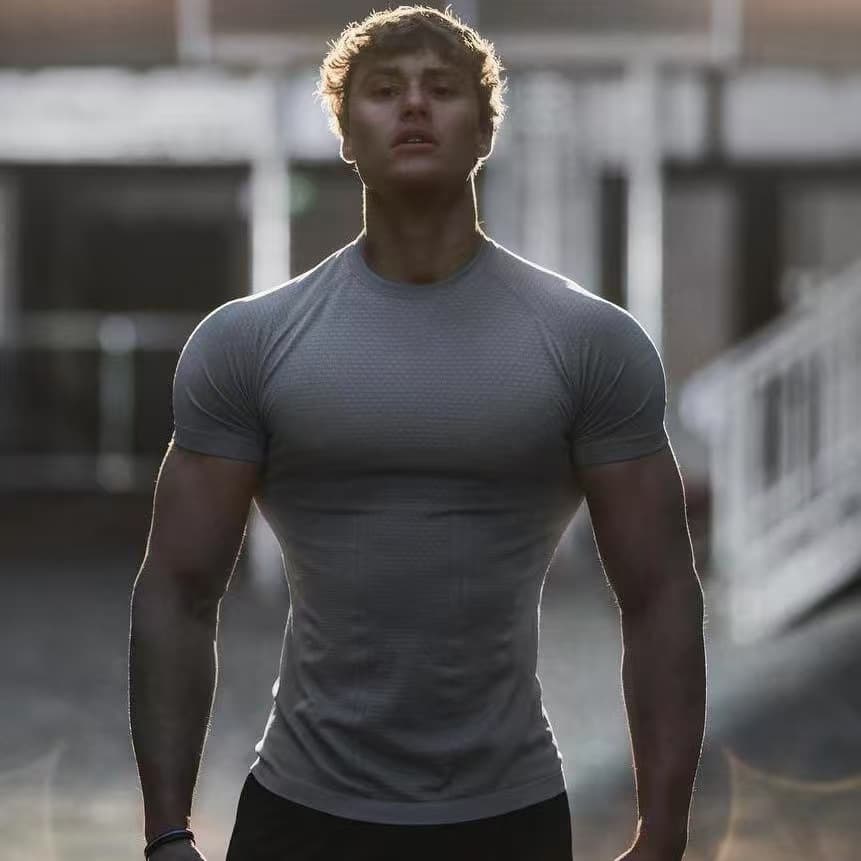 Muscle Sports Fitness Men's T-Shirt Jogger Gym Fitness Quick-Dry Breathable Tight Crew Neck Short Sleeve