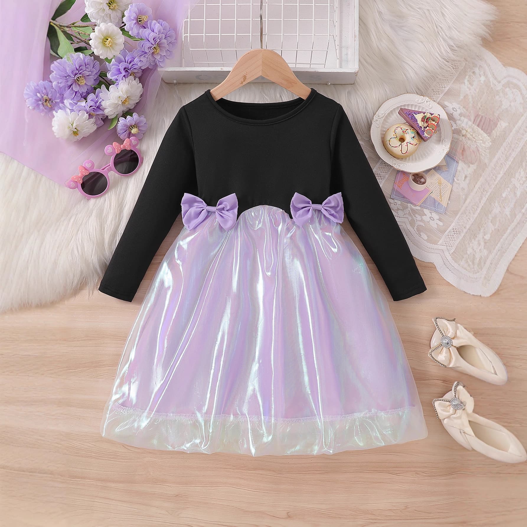 Girls Dress Spring Autumn Fashionable 2026 New Puffy Tulle Skirt Baby Princess Dress Children Spring Dress