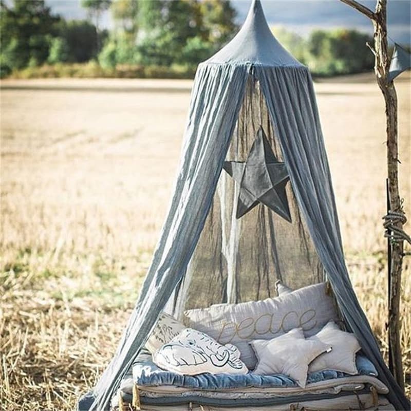 Nordic Style Pointed Top Children's Room Round Canopy Mosquito Net, Shade, Pure Cotton Bed Canopy, Kids Tent, Trendy