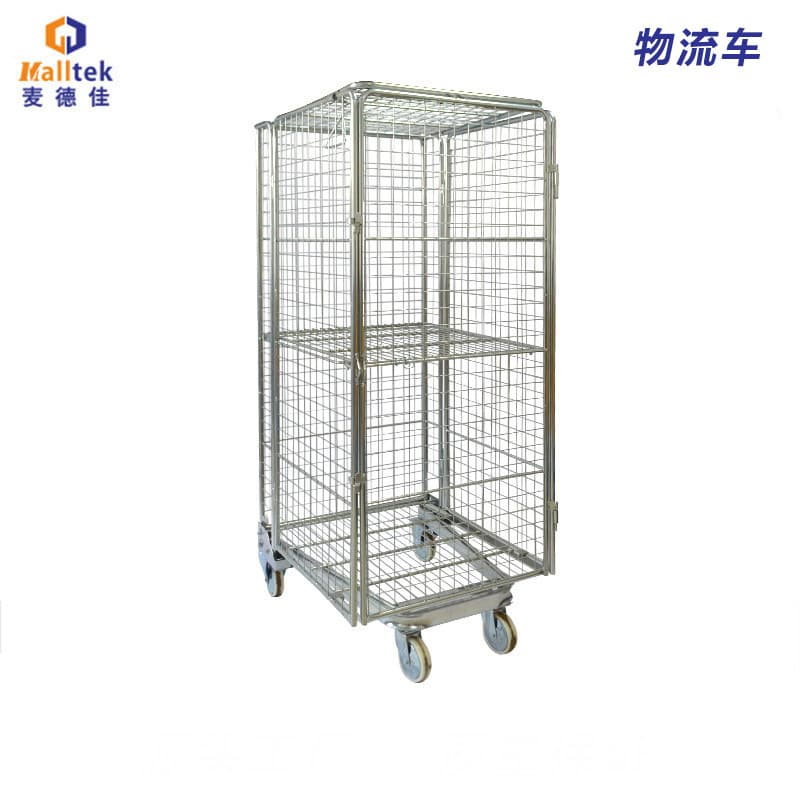 Logistics Trolley Storage Mesh Cage Cart, Foldable Nestable Space-Saving Design [Limited Stock Available]