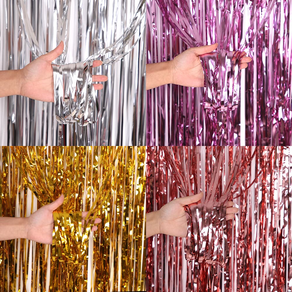 Bright rain silk curtain 1.6c rain silk door curtain foil edge curtain birthday party wedding decoration tassel ribbon wholesale