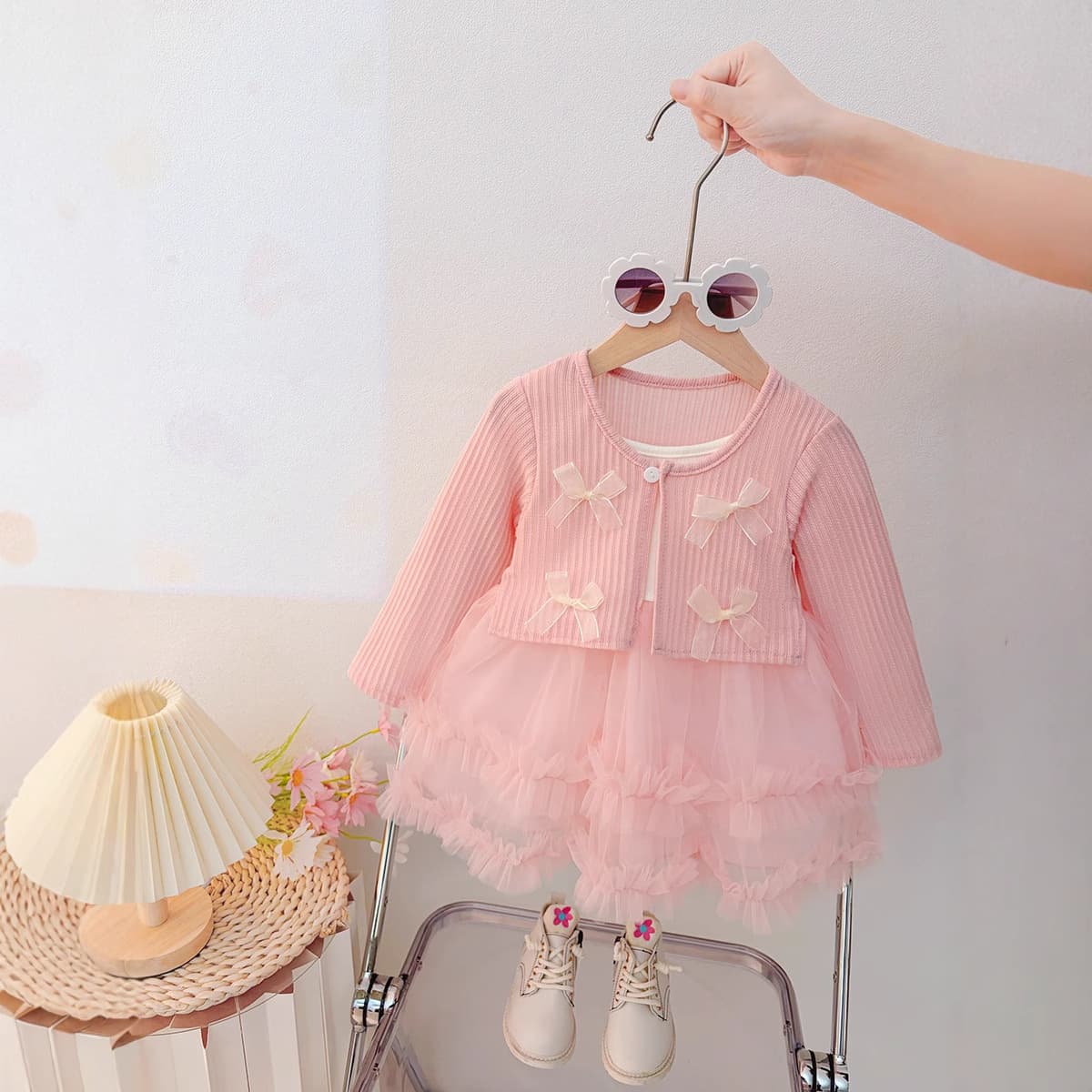 [Drop Shipping] Girls Princess Dress Early Release 2026 New Style Kids Faux Two-Piece Birthday First Birthday Party Gown