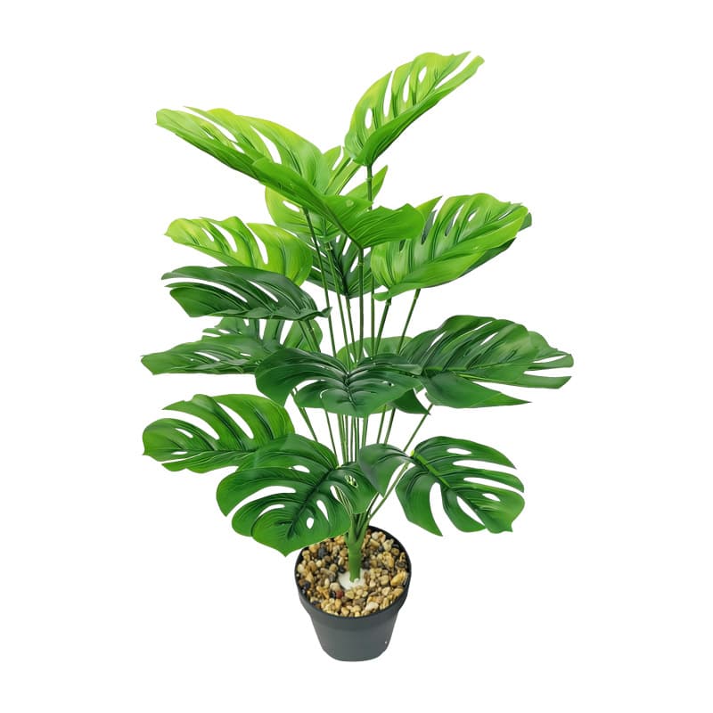 Cross-border Artificial Green Plant Potted 18-Head Monstera Philodendron Dieffenbachia Faux Plant Bonsai Home Landscape Decor