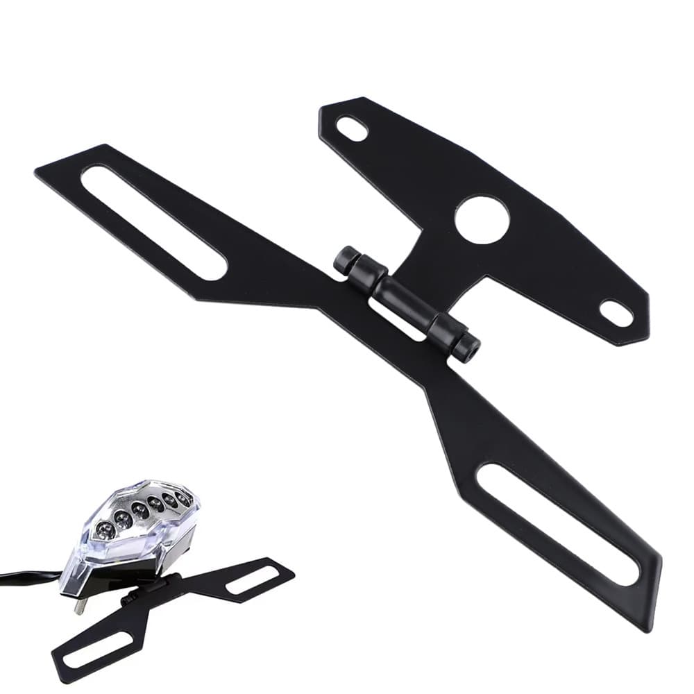 Motorcycle Tail Light License Plate Bracket ATV Off-Road Universal Foldable License Plate Light Mount
