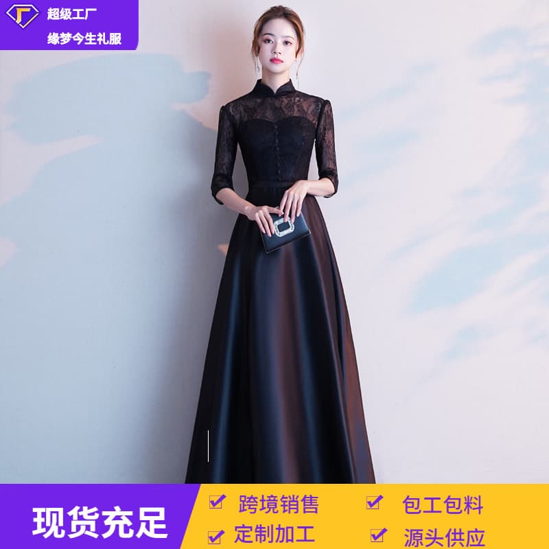 Chinese evening dress 2026 new summer banquet Chinese style etiquette award ceremony female host long dress