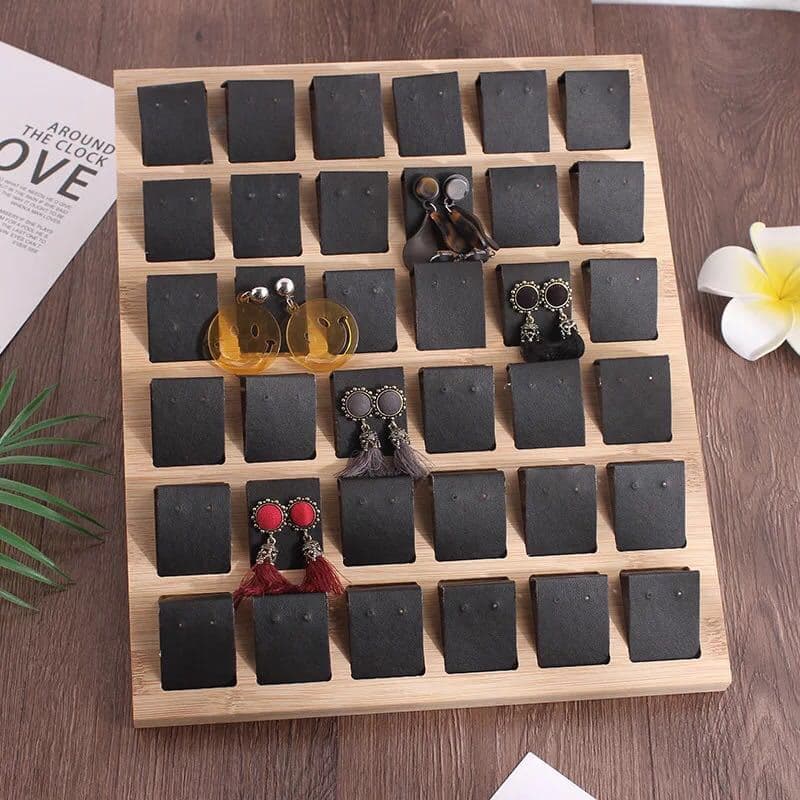 Bamboo wood ring necklace display stand