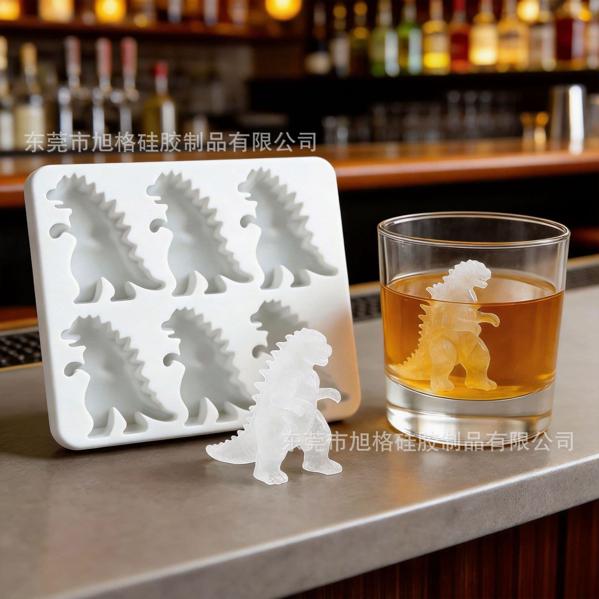 Cross-border 6-grid Silicone Ice Cube Tray Godzilla Ice Mold Whiskey Ice Mold Tool