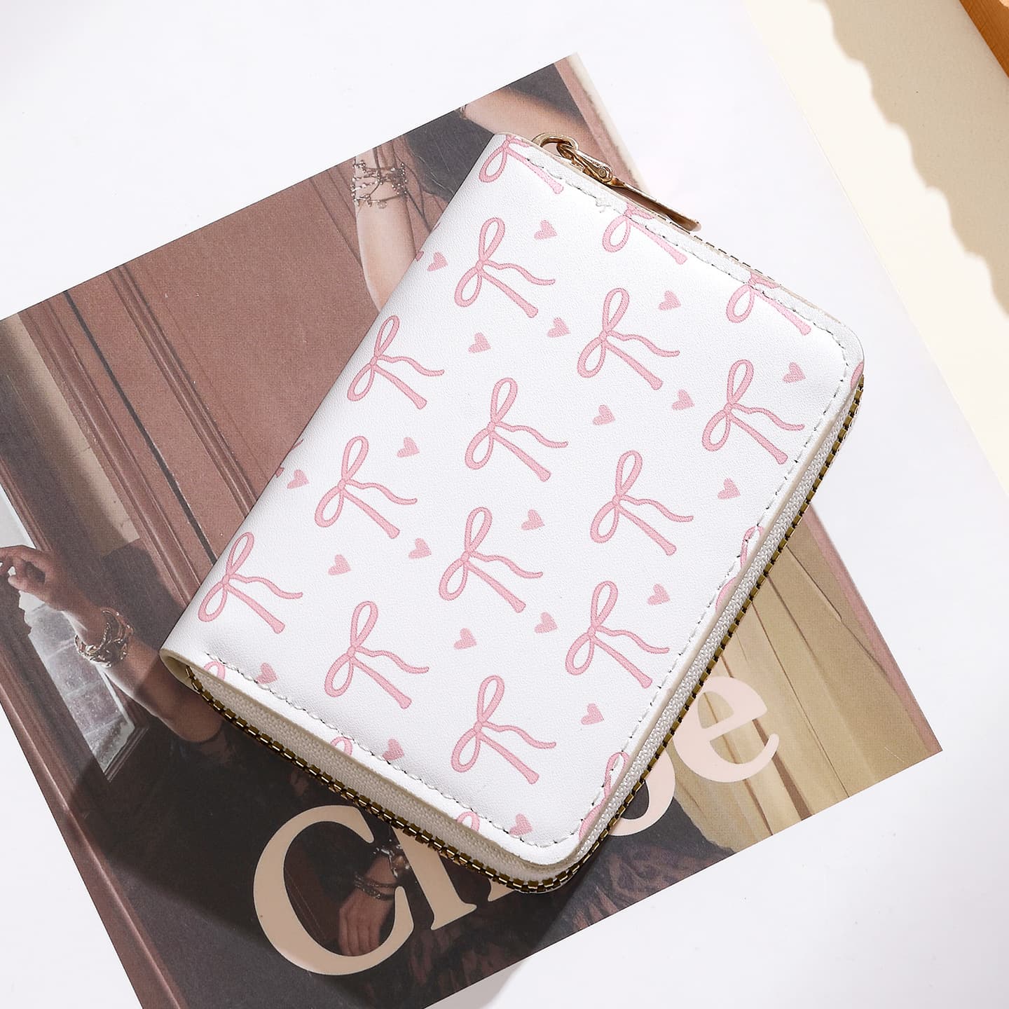 New Cross-Border Women's Card Holder Bow Sweet Cartoon Mini Coin Purse Multi-Slot Document Organizer Accordion Wallet