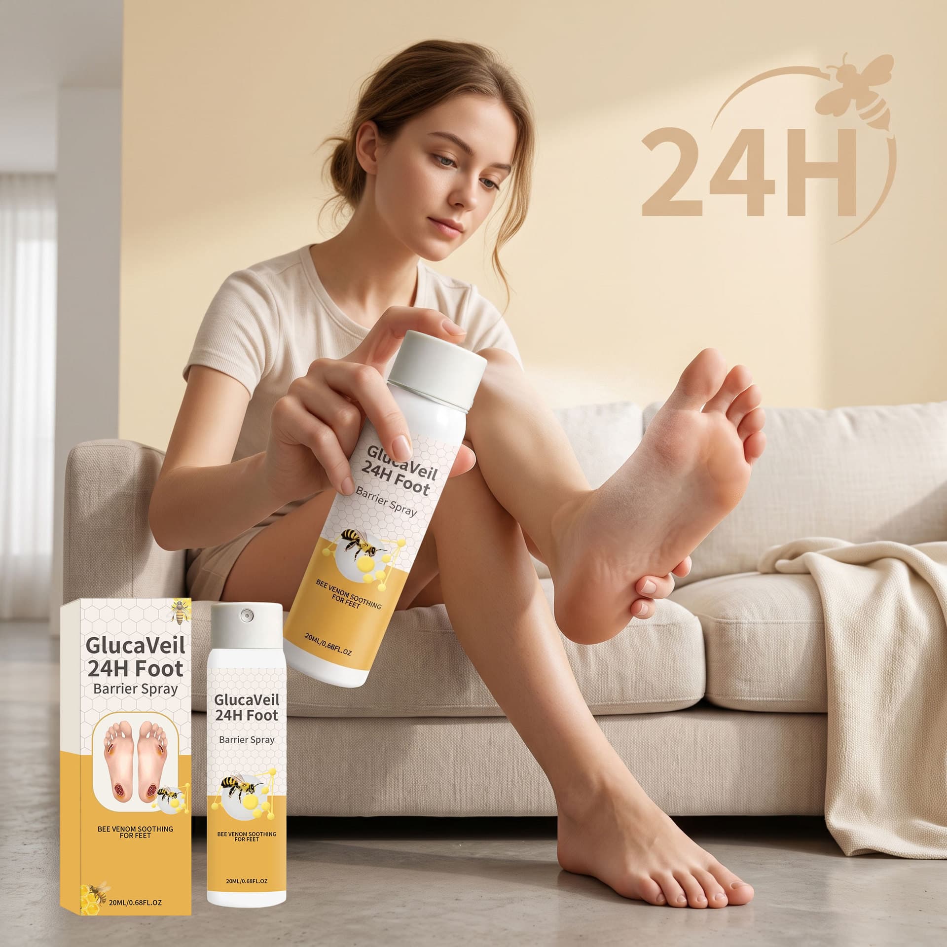 Bee Venom Foot Care Spray Gentle Cleansing for Foot Skin Comfort Care Refreshing Daily Care Spray