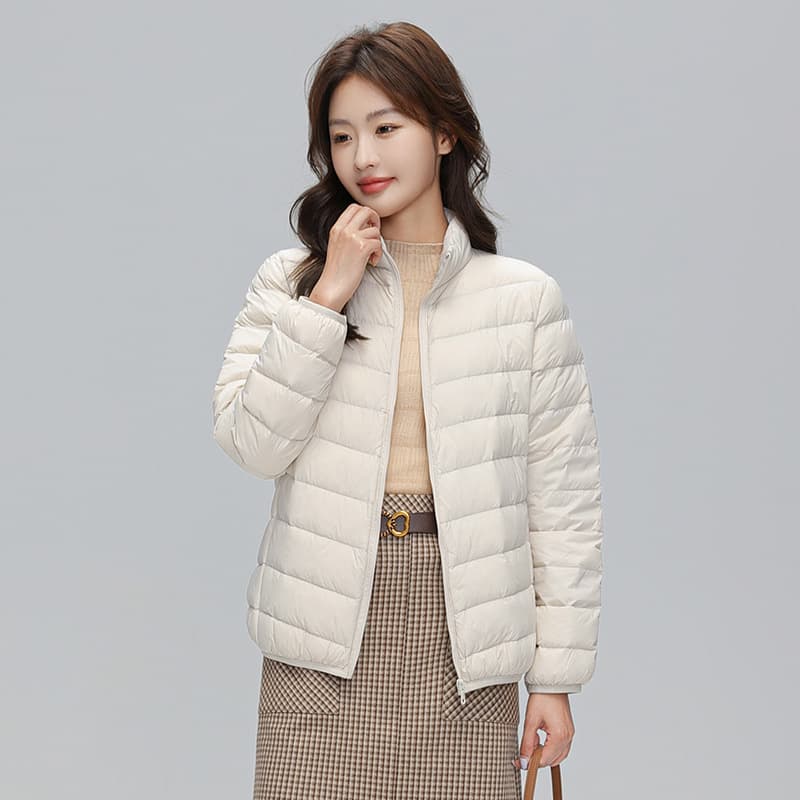 2026 Autumn/Winter New Korean Style Stand Collar Lightweight Down Jacket Women's Short Plus Size Warm Coat 90 White Duck Down Pinghu
