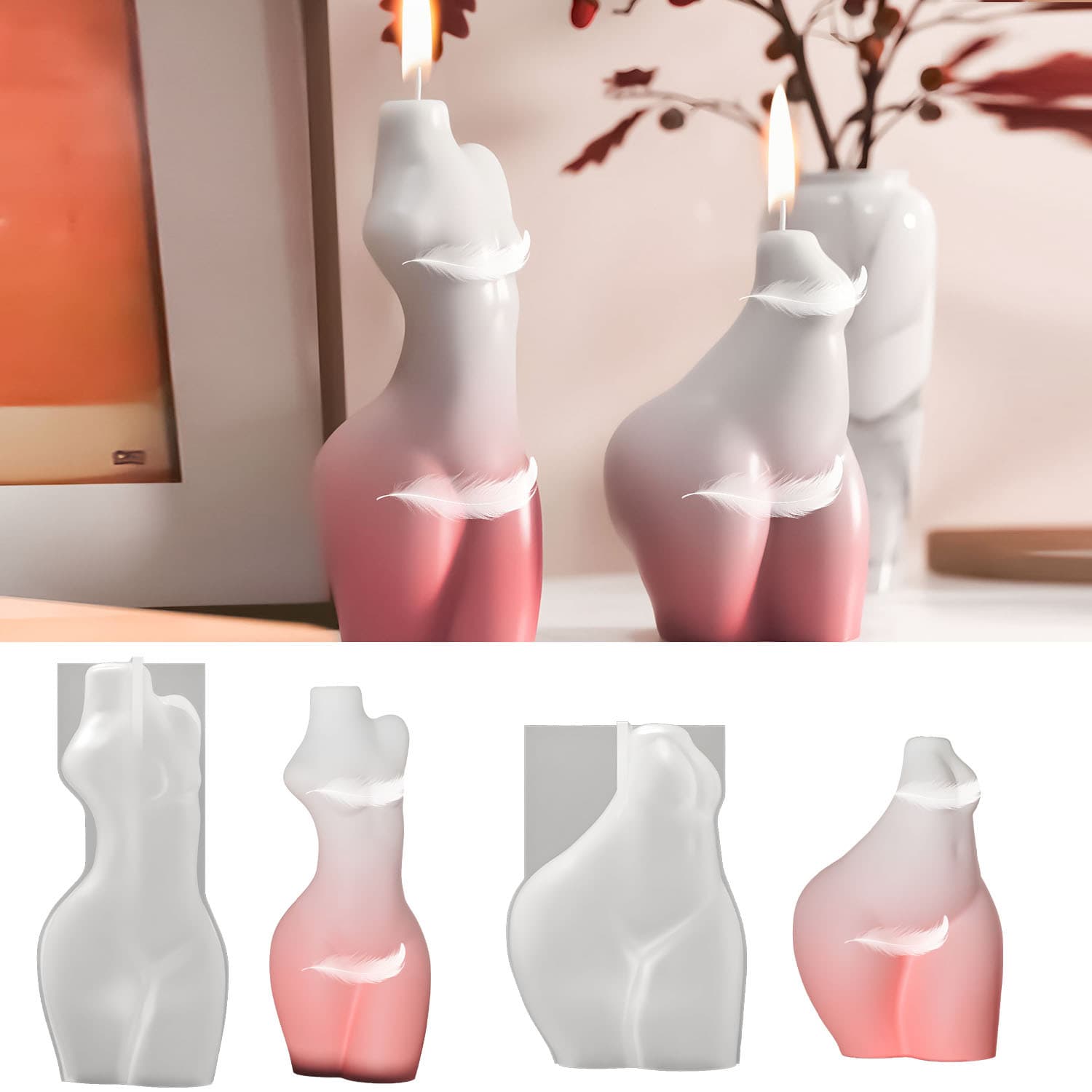 Proud diy body scented candle silicone mold half-length female home decoration ornaments silicone mold