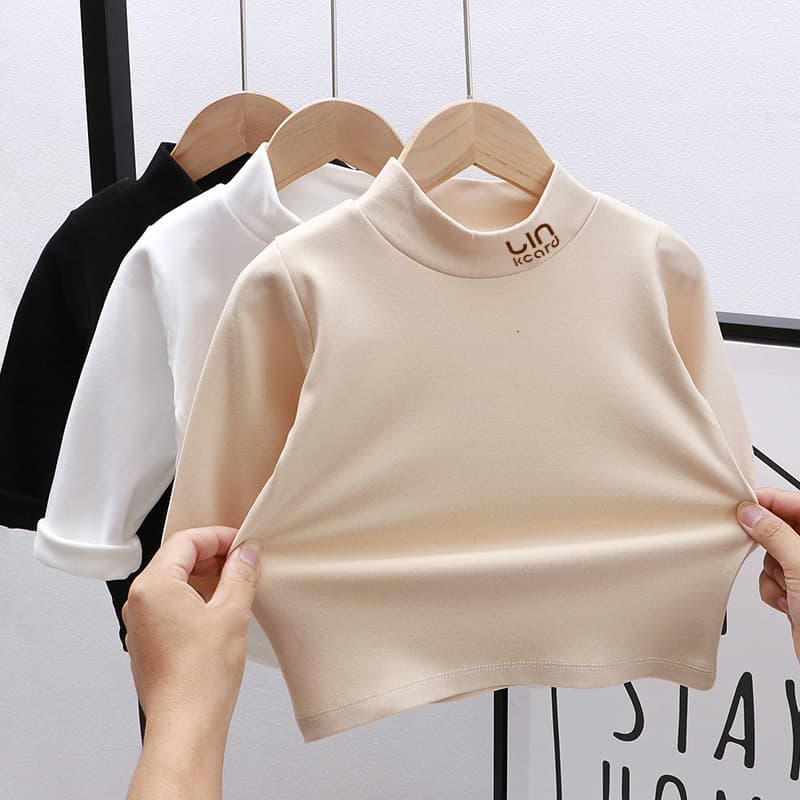 Kids Thermal Underwear Top German Velvet Stretch Warm Shirt Boys Girls Baby Long Sleeve Turtleneck Base Layer Autumn Winter Fashion Wholesale