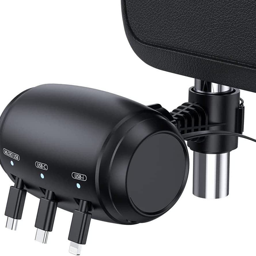 Manufacturer One-to-Three Car Retractable Cable Box Charger Private Mold Stock Three-in-One Car Retractable Charging Cable Box