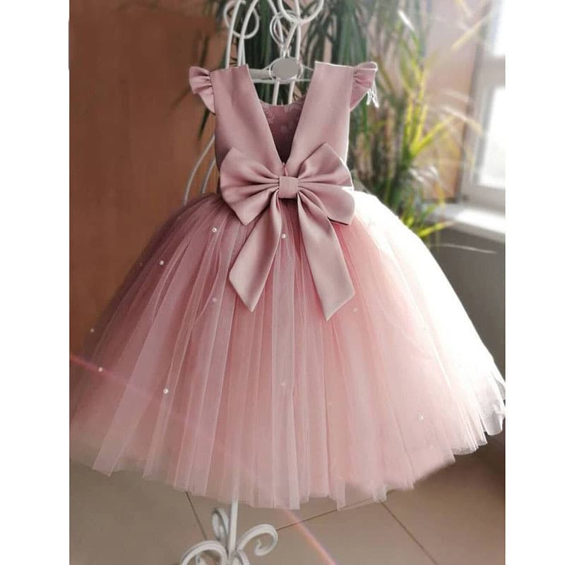 Girls Princess Dress 2026 Spring Blue Sleeveless Baby First Birthday Party Dress Children's Formal Dress for Toddlers and Kids